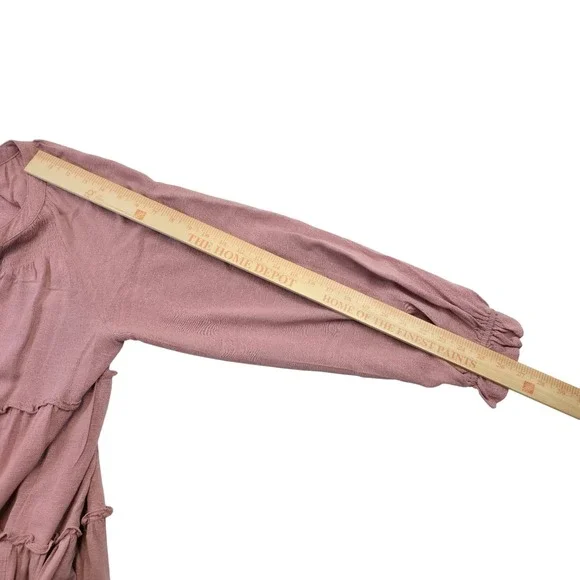 Cato Boho Peasant Top L Pink Tiered Tassel Ruffle Sleeve Cottagecore Festival - Picture 10 of 10